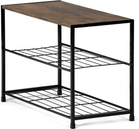 Półka na buty z 2 półkami, stare drewno