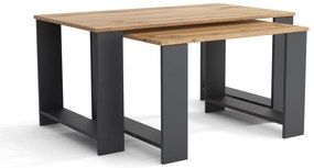 Stoliki kawowe ZESTAW STOLIKÓW 90+65cm MORI Antracyt/Dąb Wotan