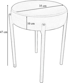 Taboret DIOR stelaż metalowy tkanina Welur : Kolor Stelaża - Biały, Kolor tkaniny - VELVET - MG25, Typ tkaniny - Velvet