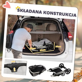 Outsunny Wózek dla Psa 2w1 Torba Transportowa Składany Szary do 20kg | Aosom PL