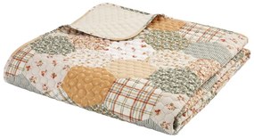 Żółto-beżowa narzuta pikowana 220x230 cm Floral Patchwork – Catherine Lansfield