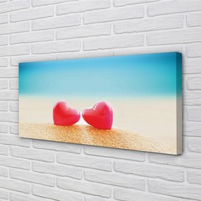 Obraz drukowany na płótnie Serca nad Morską Falą