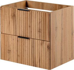 Szafka wisząca w kolorze naturalnego drewna z białą umywalką 60 x 46 cm ASTROS Light Oak