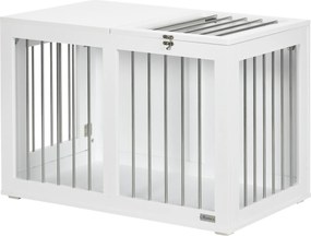 PawHut Klatka dla psa 2 drzwi Zamykana na klucz Kratka stalowa Biało Srebrna 80x50x565cm | Aosom PL