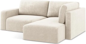Kremowy rozkładany/ze schowkiem narożnik z tkaniny szenilowej (prawostronny/w kształcie litery L) Kona – Makamii