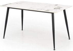 Stół EMILIO 140x80 biały marmur/czarny HALMAR