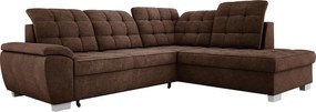 Narożnik LOTTA, 258x212cm, z funkcją spania i wysokiej jakości tapicerką – idealny do małych i dużych pomieszczeń, układ prawy, kolor: BRĄZ