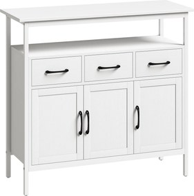 HOMCOM Komoda z regulowanymi półkami, bufet z szufladami, 95 cm, biały | Aosom PL