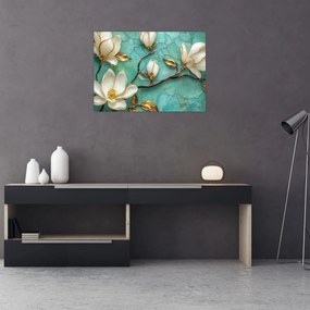 Obraz na szkle - 3D magnolie (70x50 cm)