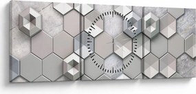 Obraz abstrakcji 3D (z zegarem) (90x30 cm)