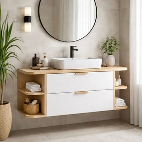 Biała szafka pod umywalkę z półkami i szufladami Z4-D26