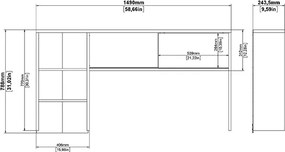 Biurko w połysku z nadstawką Function Plus 149 cm biały