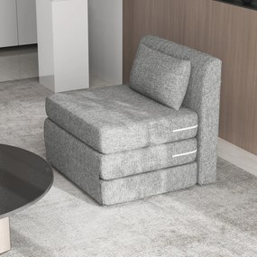 HOMCOM Fotel-sypialnia, materac dla gości, trzykrotnie składany, kompaktowy, z metalową ramą, 80x75x74 cm, Szary