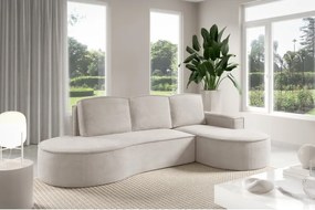 Narożnik MOLLY Prawostronny z funkcją spania, wolnostojący tkanina CURIO 02 Biały