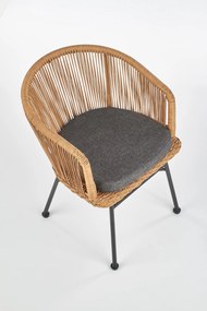 K400 krzesło czarny , naturalny, popielaty, rattan, tkanina, boho,