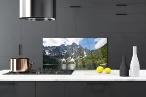 Panel Szklany do Kuchni Alpejskie Jezioro W Głębi Lasu