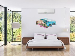 Obraz - Różowa droga przy wybrzeżu (125x70 cm)