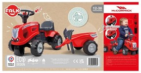 Falk traktorek baby mac cormick czerwony z przyczepką + akc. od 1 roku
