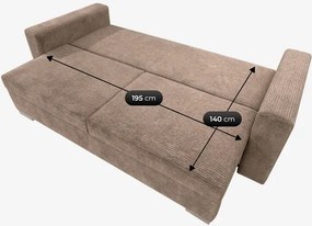 Sofa z Funkcją Spania DRAVOS Ciemnobeżowa Sztruksowa Japandi
