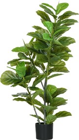 HOMCOM Sztuczna roślina Ficus, 110 cm wysokości z 90 liśćmi &amp; donicą do salonu | Aosom PL