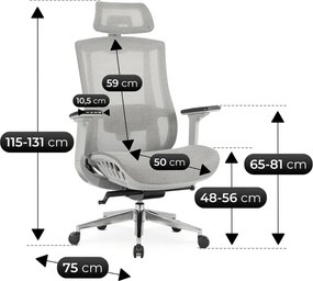 Fotel Biurowy Ergonomiczny Obrotowy SKY Szary Nowoczesny