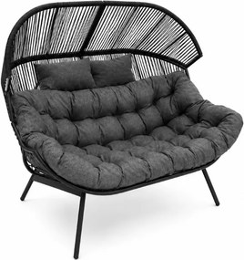 Sofa ogrodowa AURELO dwuosobowa 146 cm, czarna
