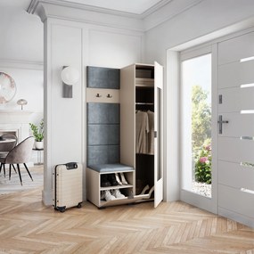 Masseno Garderoba VIRA 95/181/51 cm Nowoczesna Szafa do Przedpokoju Kaszmir, MONOLITH 85 (Szary)