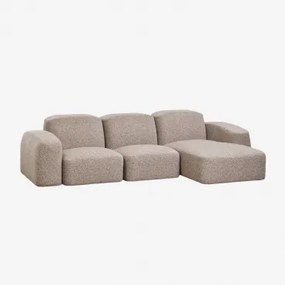 Bastian 3-częściowa Sofa Modułowa Z Leżanką Po Prawej Stronie Bukla Brąz Mokka - Sklum