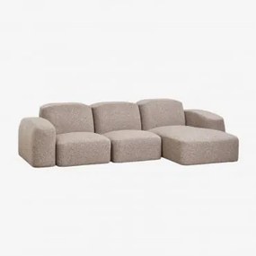 Bastian 3-częściowa Sofa Modułowa Z Leżanką Po Prawej Stronie Tkanina Mokka Brąz Bouclé - Sklum