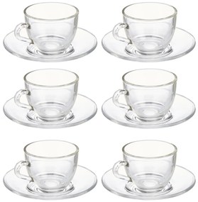 Szklane filiżanki do espresso ze spodkami, 6 sztuk, 85 ml