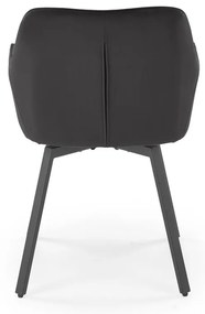 Krzesło do jadalni obrotowe z podłokietnikami czarne welurowe K588