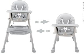 Krzesełko do karmienia tapicerowane dla dzieci szary