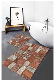 Brązowe aksamitne dywaniki łazienkowe zestaw 2 szt. 60x100 cm – Mila Home