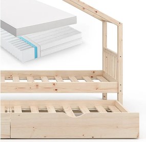 Łóżko domowe naturalne drewno 208x97x148 design