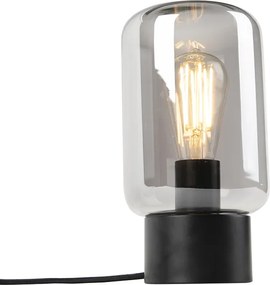 Designerska lampa stołowa czarna z dymionym szkłem - Bliss Cute