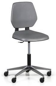 Krzesło robocze ALLOY PU, niskie, na kółkach, szare