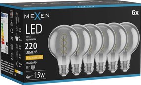 Mexen Vintis 6x żarówka filament spirala LED E27, G80, 4W, Ciepła - 2200K, 220 lm, smoke - L165-E27-0422-70x06