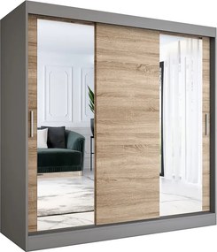 Szafa przesuwna antracyt + dąb sonoma 200 cm W6-L14