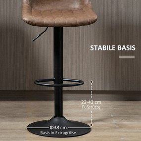 HOMCOM zestaw 2 krzeseł barowych o regulowanej wysokości 91-111 cm z podnóżkiem do kuchni