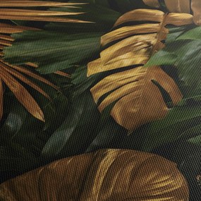 Obraz - Złote liście (z zegarem) (90x30 cm)