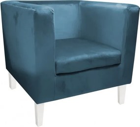 Fotel Monaco tkanina Welur : Kolor nogi - Biała, Kolor tkaniny - VELVET - MG33, Wysokość nogi - 20 cm