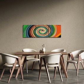 Abstrakcyjny obraz - kolorowa spirala (z zegarem) (90x30 cm)