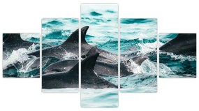 Obraz - Delfiny w oceanie (125x70 cm)