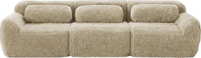 Modułowa, 3-osobowa, głęboka sofa z najwyższej jakości pluszowej tkaniny z poduszkami, nie wymaga montażu – kolor jasny khaki