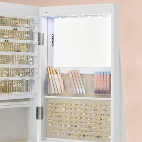 Lustro stojące z miejscem na biżuterię CHANTAL, 54,5×54,5×162 cm, białe SongmicsHome