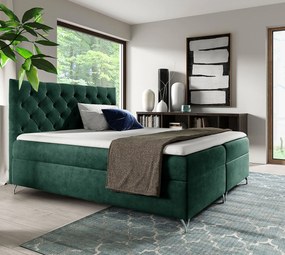 Ciemnozielone łóżko kontynentalne z pojemnikiem 5 rozmiarów R2-C89