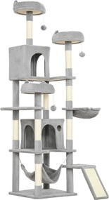 PawHut Drapak 192 cm wieża dla kota z kryjówką, słupy sizalowe, duża platforma, hamaki, rampa dla 2-3 kotów do 5 kg | Aosom PL