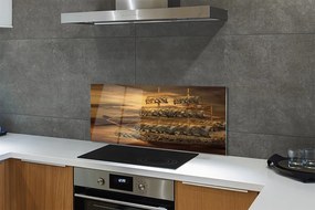 Szkło do Kuchni na Ścianę Statek na tle Morskich Chmur