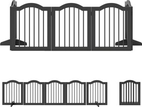 PawHut Bramka dla psa wolnostojące zabezpieczenie z nóżkami, składana bramka, 5 paneli, 261,5 x 29,5 x 61 cm, czarna