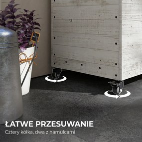 Outsunny Podwyższane Grządki Drewniane z Szufladą Szklarnia na Kółkach Skrzynia Ziołowa 110x50x95cm Biały | Aosom PL